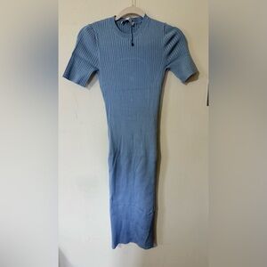 Zara Blue Ribbed Knit Sweater